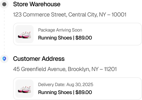 Order delivery progress from store to warehouse